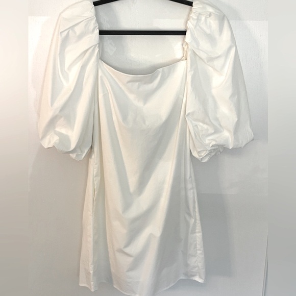 NWT Free People Dress White w/Puffed Sleeve & Tie Back - Picture 2 of 5